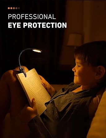 XERGY Book Lights for Reading at Night in Bed, 80 Hours Runtime Rechargeable Reading Lights for Books in Bed, 3 Brightness Levels × 3 Color Temperatures, Lightweight