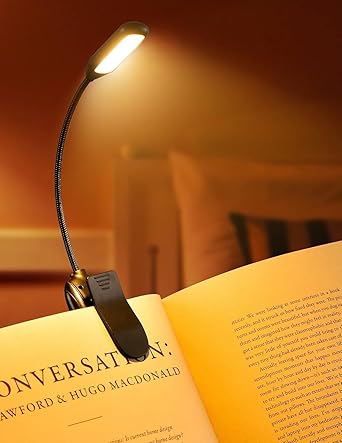 XERGY Book Lights for Reading at Night in Bed, 80 Hours Runtime Rechargeable Reading Lights for Books in Bed, 3 Brightness Levels × 3 Color Temperatures, Lightweight