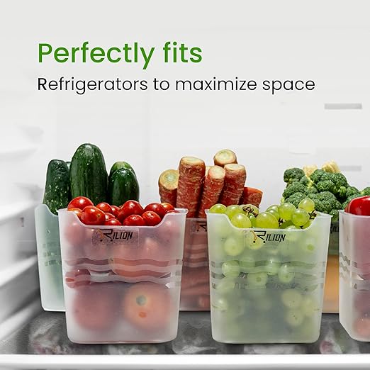 RILION 6 fridge storage boxes multipurpose containers for storage Space-saving Refrigerator Side Door Organizer for fridge kitchen Fruits, Vegetables Storage Containers- transparent